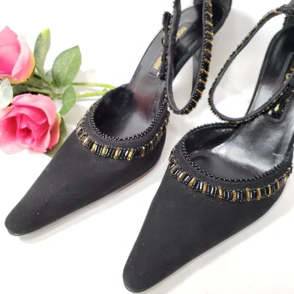 Sergio Rossi Beaded Heels w/ Ankle Straps - Picture 3 of 16
